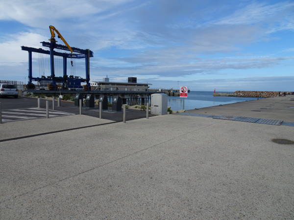 A boat lift is available at the marina