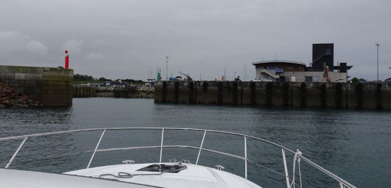 The entrance to the marina, photo taken from inside the marina looking north