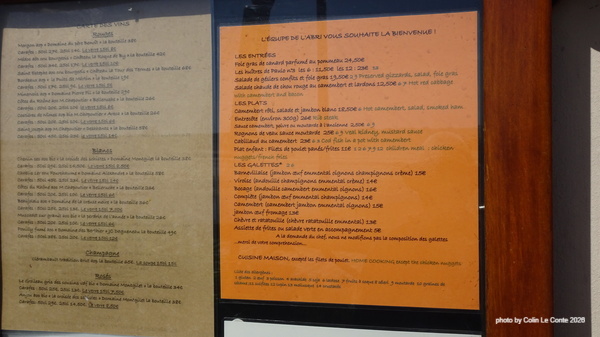 L’ABRI menu
